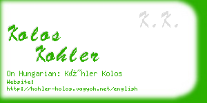 kolos kohler business card